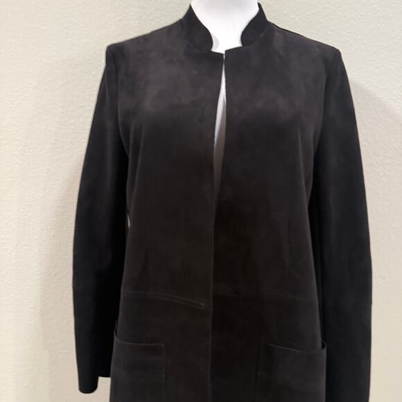 H&M Faux Suede Oversized Longline Coat XS Minimalist Sleek Chic Fall Winter - Picture 4 of 8